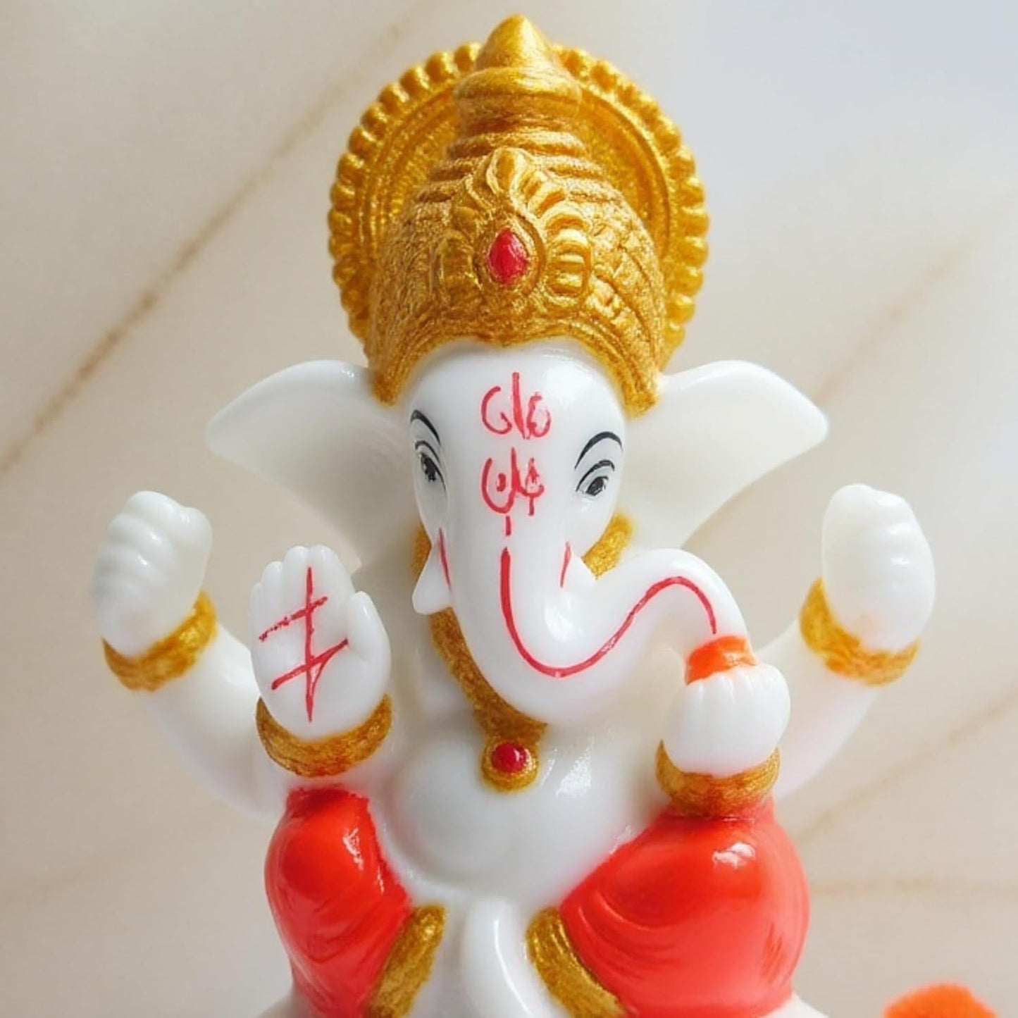 Golden Mukut Lord Ganesha Idol